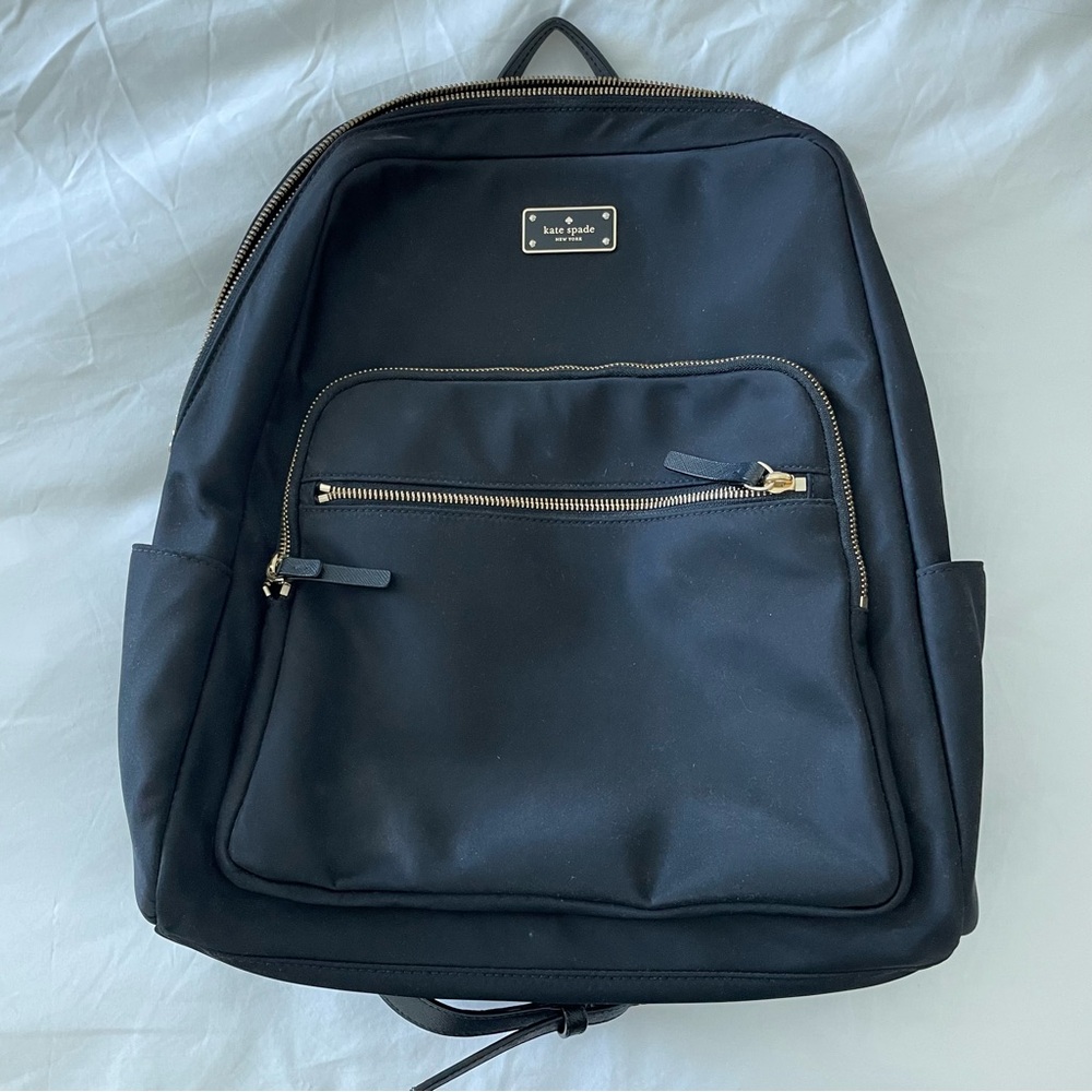 Kate Spade Nylon Backpack. Black. Leather straps.